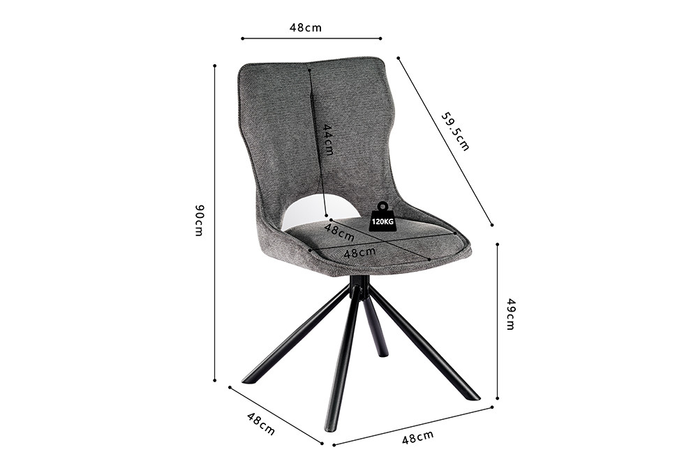 Chaise 'Mori' Pivotant à 0 Tissu Ote Share 456 Gris foncé – Image 11