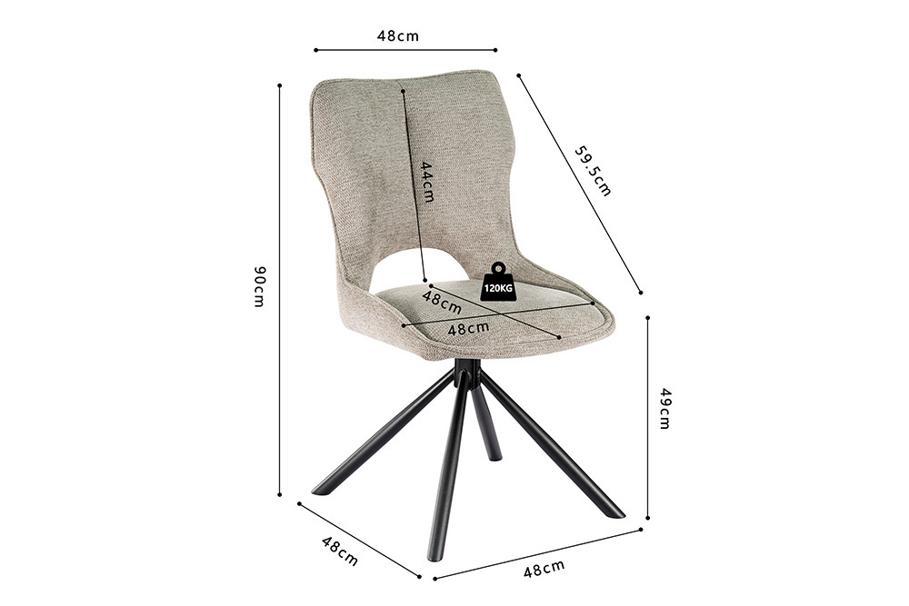 Chaise 'Mori' Pivotant à 0 Tissu Ote Share 160 Gris clair – Image 11