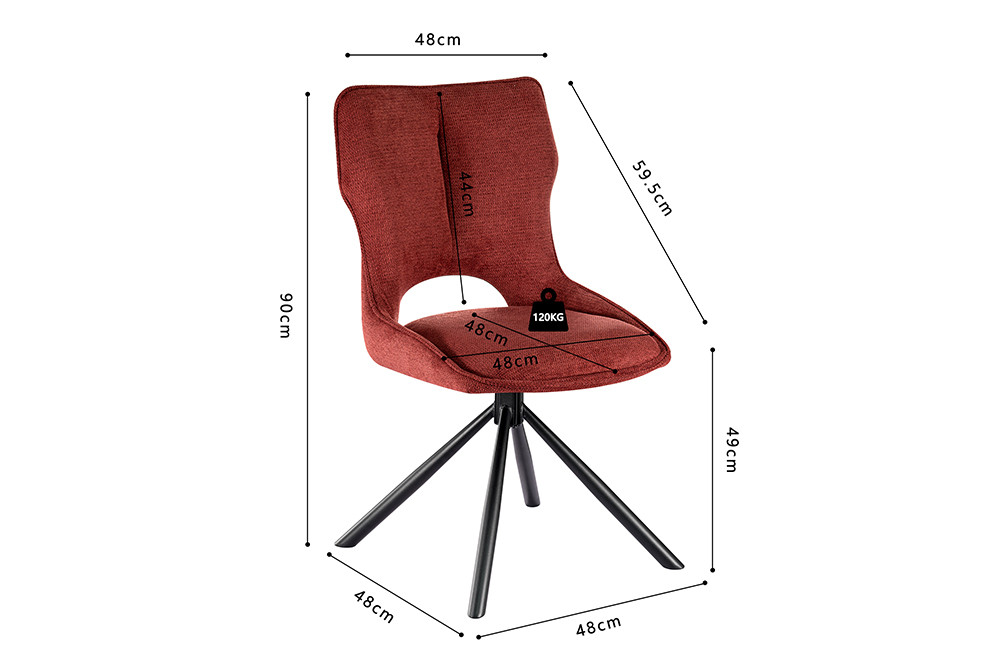 Chaise 'Mori' Pivotant à 0 Tissu Ote Share 230 Rouge – Image 10