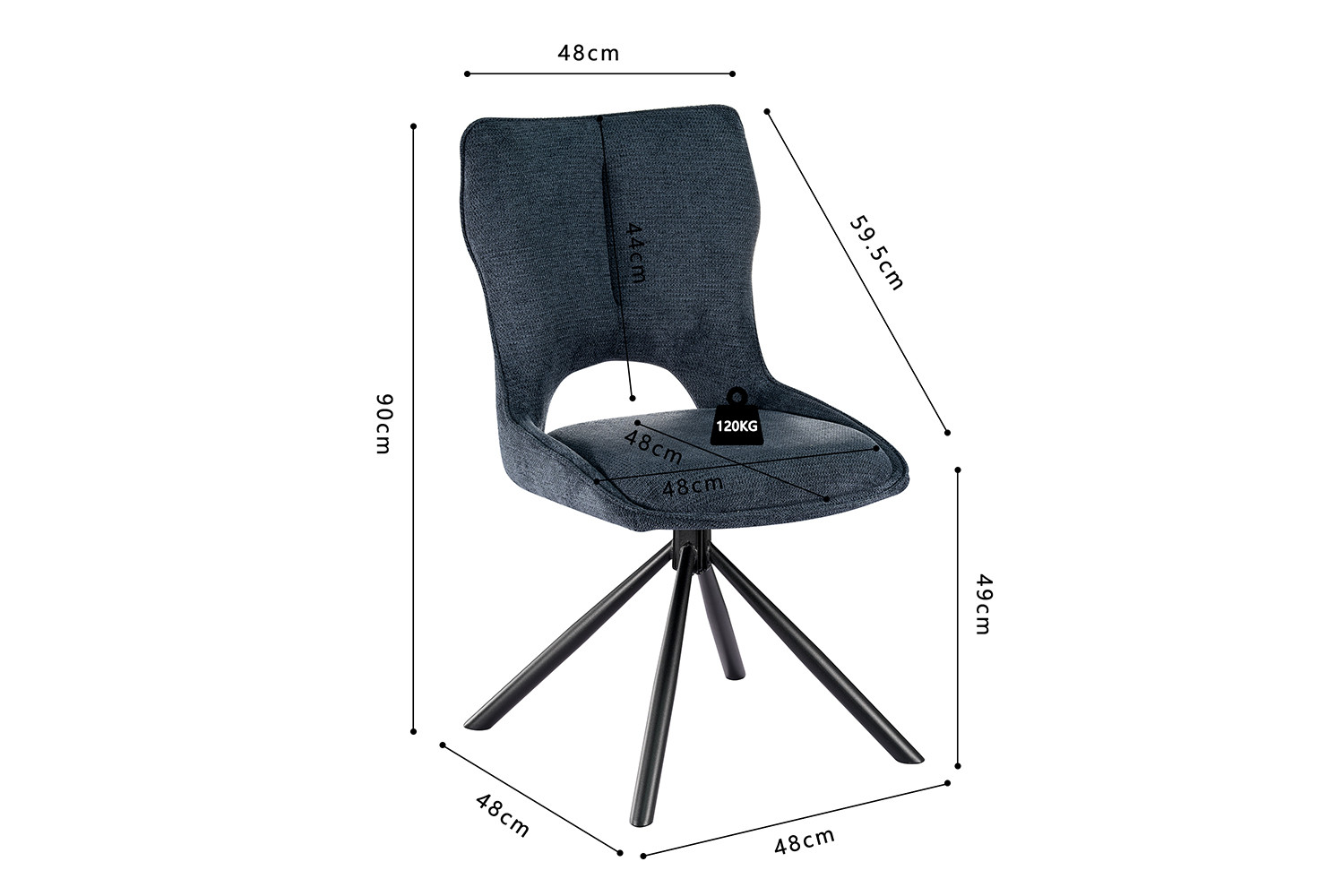 Chaise 'Mori' Pivotant à 0 Tissu Ote Share 315 Bleu – Image 11