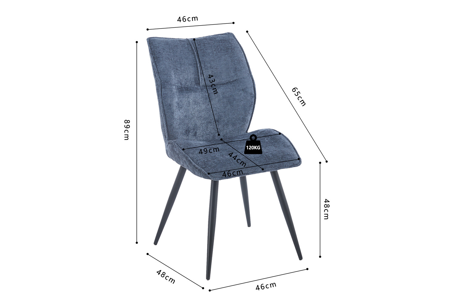 Chaise 'Faye' Tissu Davis Perfect Harmony 77 Blue – Image 9