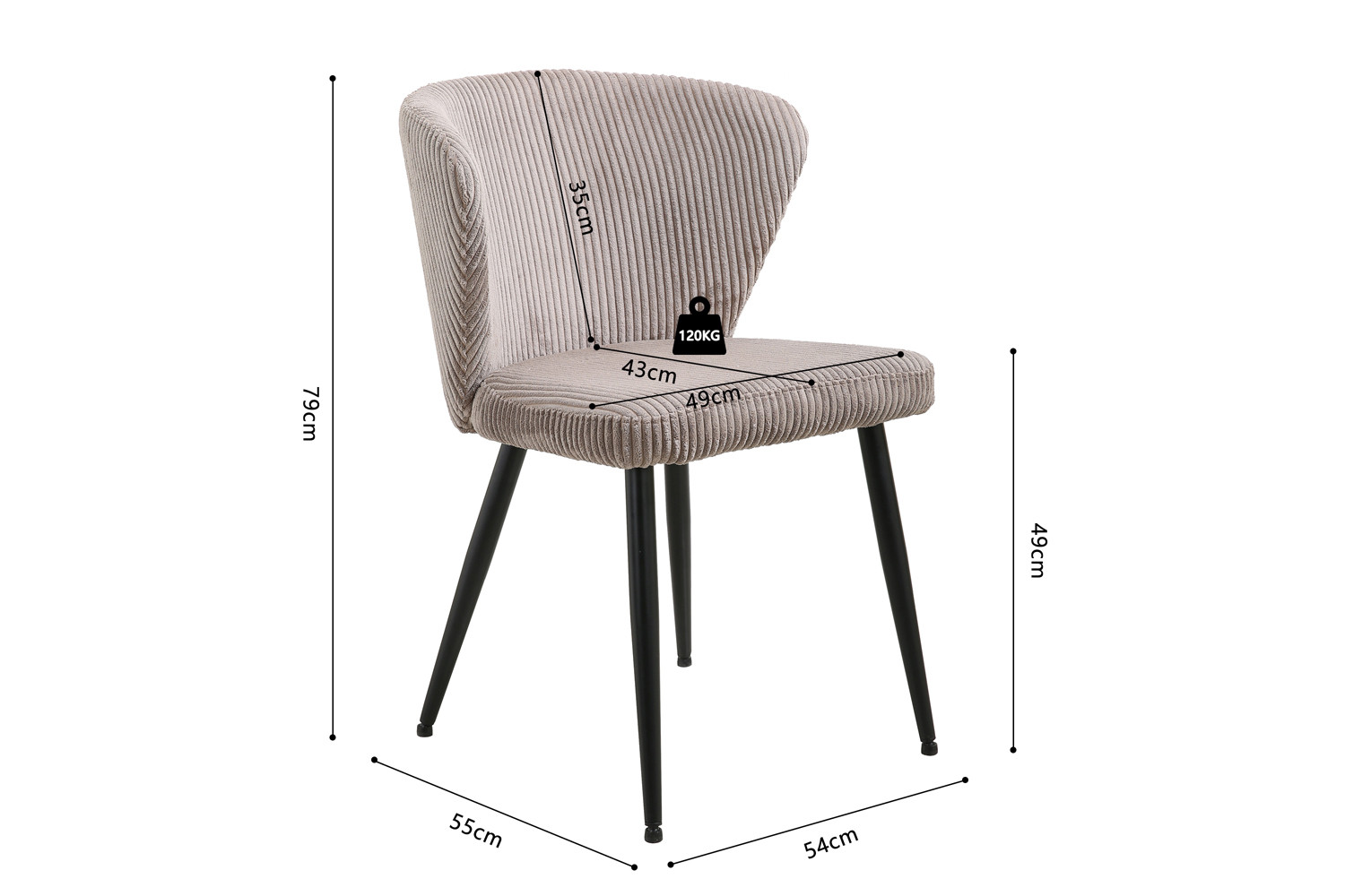 Chaise 'Tornado' Corduroy Fabb Hyper 38 Sable – Image 10