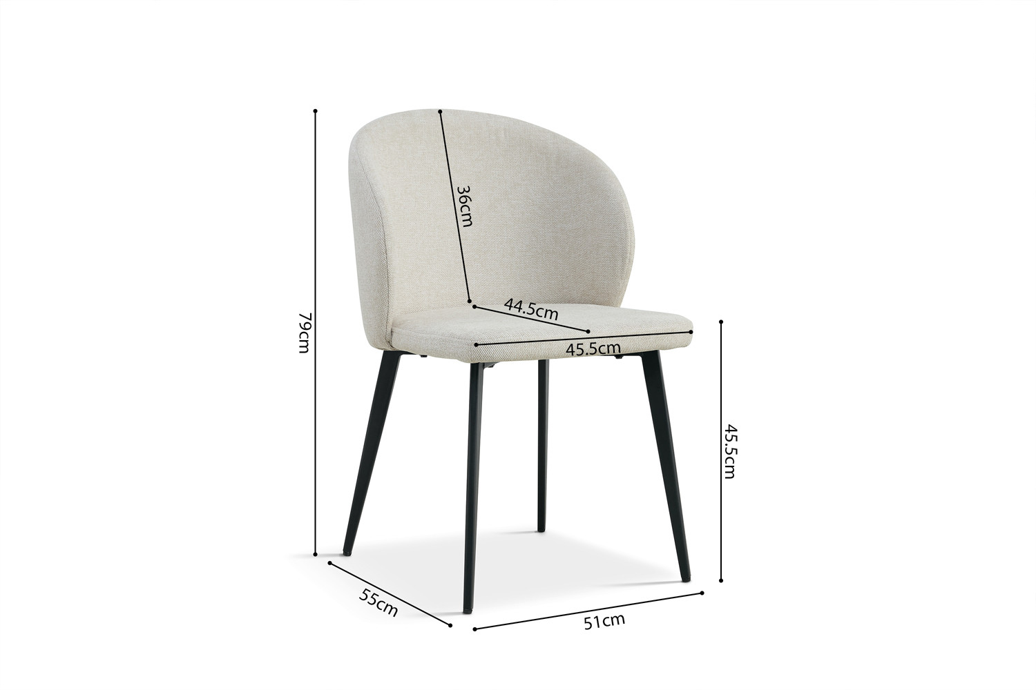 Chaise 'Toledo' Tissu Beige – Image 8