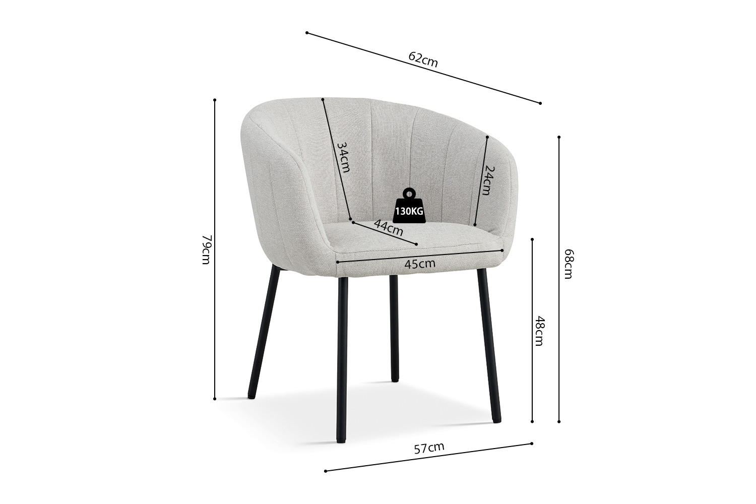 Chaise 'Sevilla' Tissu Beige – Image 8