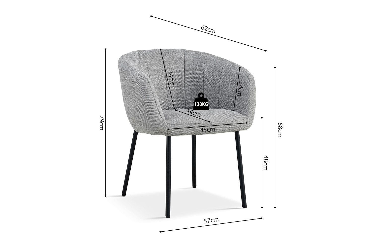 Chaise 'Sevilla' Tissu Gris clair – Image 8