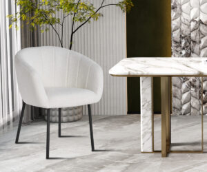 Alternative view of Chaise 'Sevilla' Bouclé Blanc