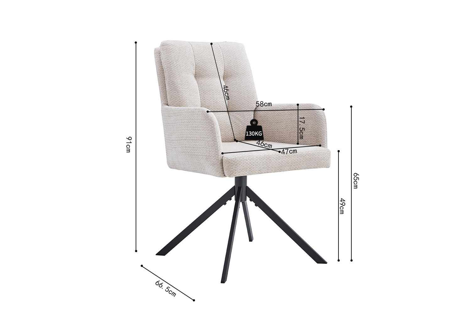 Chaise 'Granada' Pivotant à 0 Tissu Davis Bliss 75-03 Beige – Image 9
