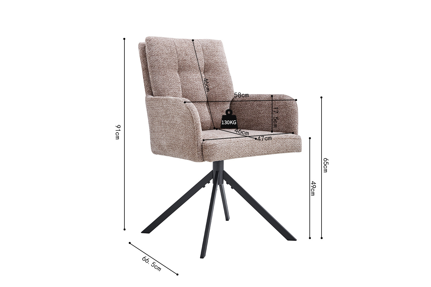 Chaise 'Granada' Pivotant à 0 Tissu Davis Bliss 75-18 Sand – Image 9