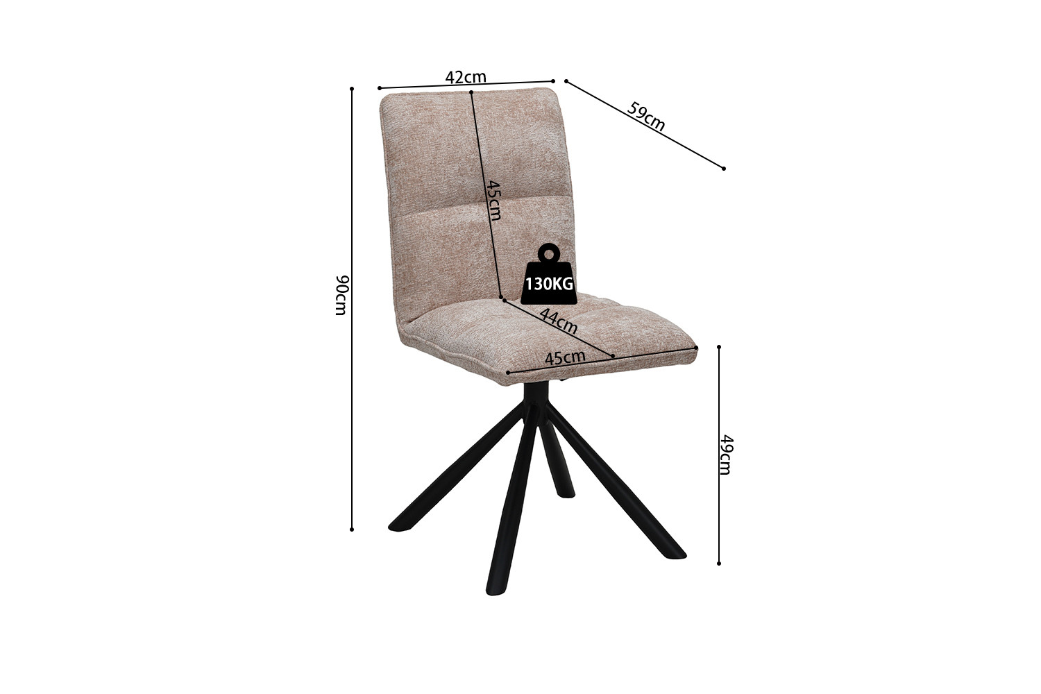 Chaise 'Jack' Pivotant à 0 Tissu Sable – Image 10