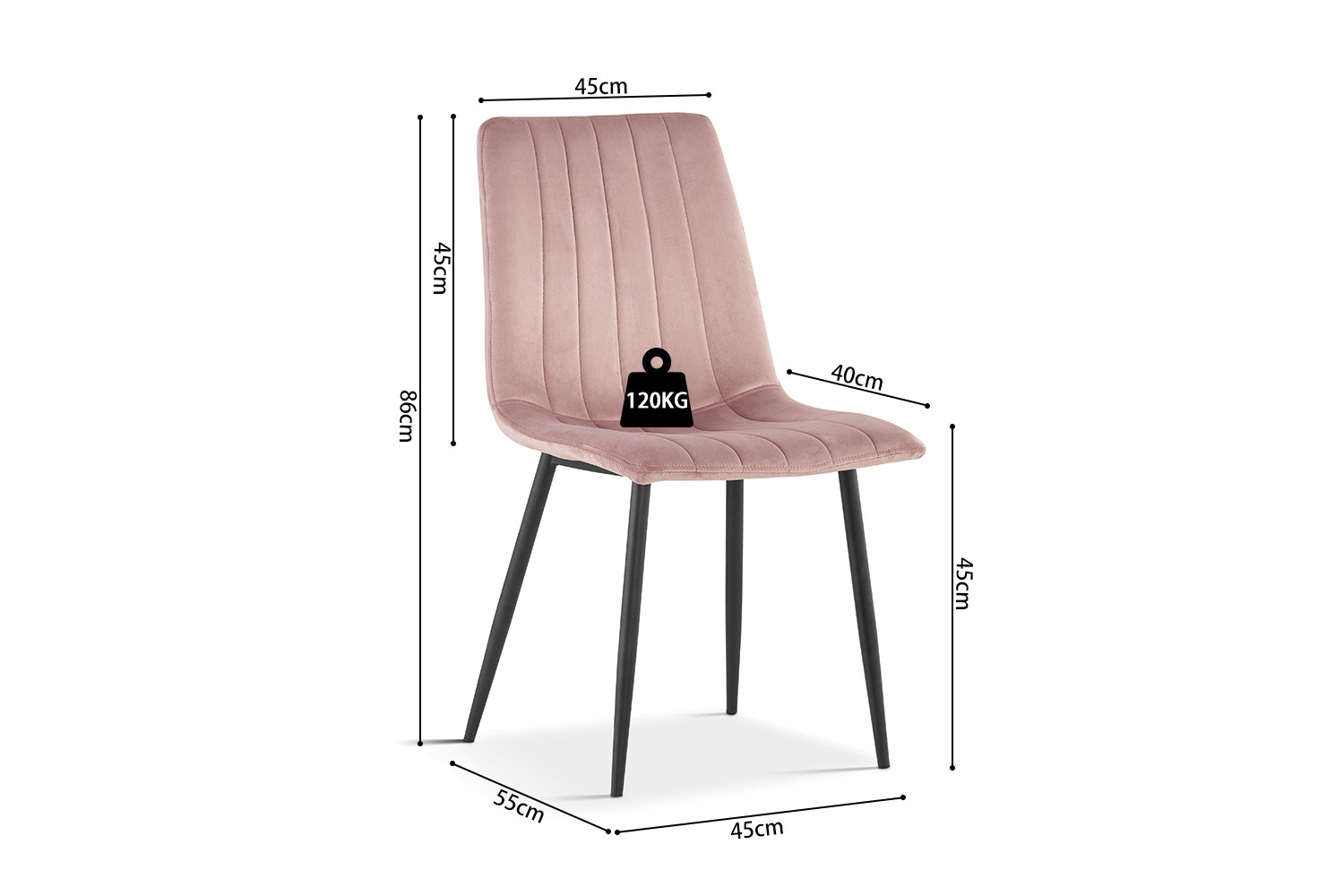 Chaise 'Willis' Velours Rose – Image 9