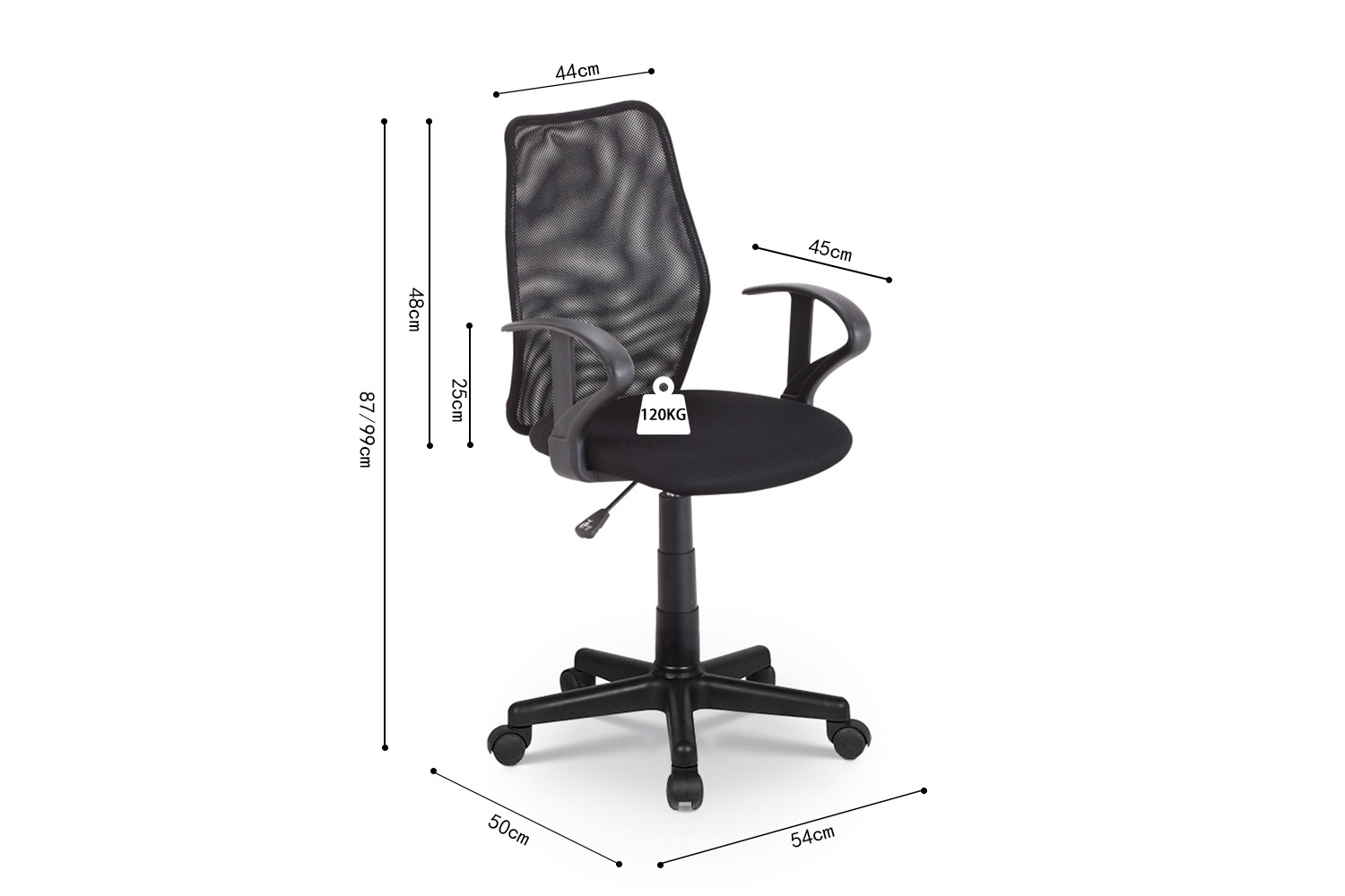Chaise de bureau 'Job' Mesh Noir – Image 6