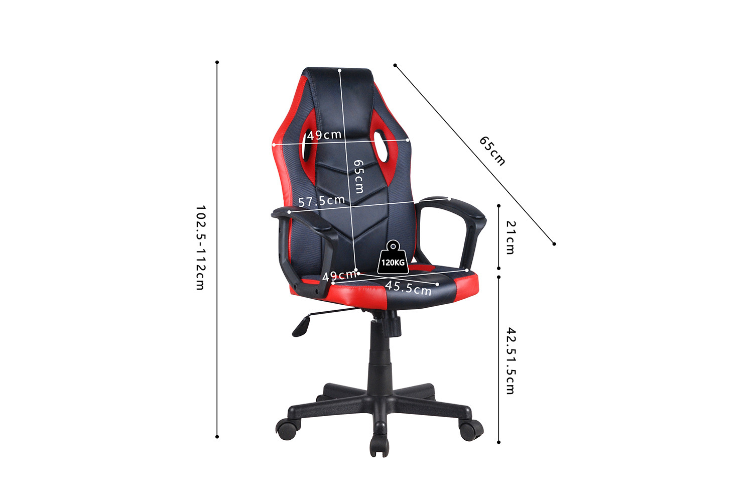Chaise de jeu 'Tiger' en PU Noir/Rouge/Gris – Image 7