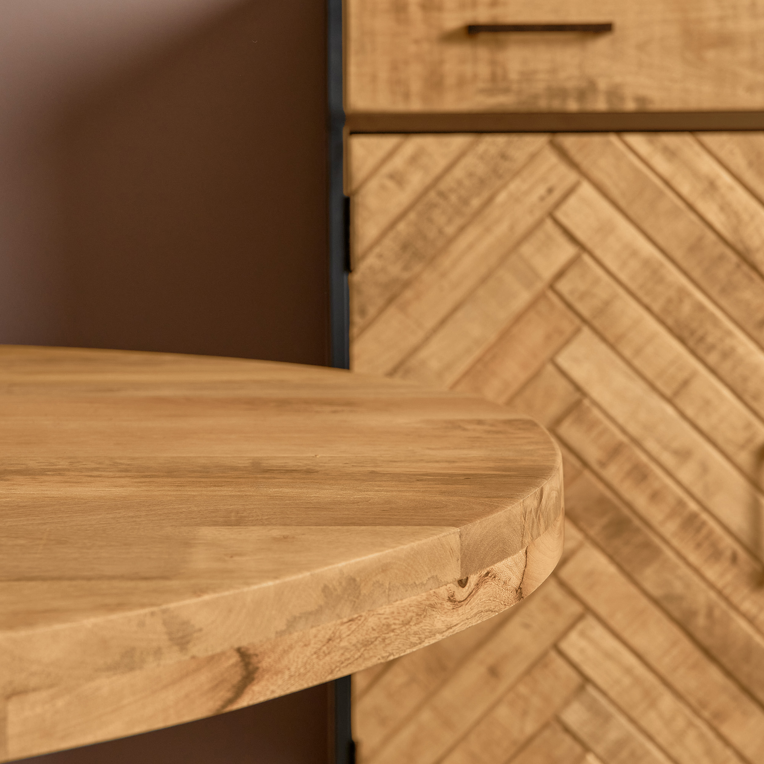 Table à manger ronde Denver en bois de manguier naturel – 120 cm – Image 2