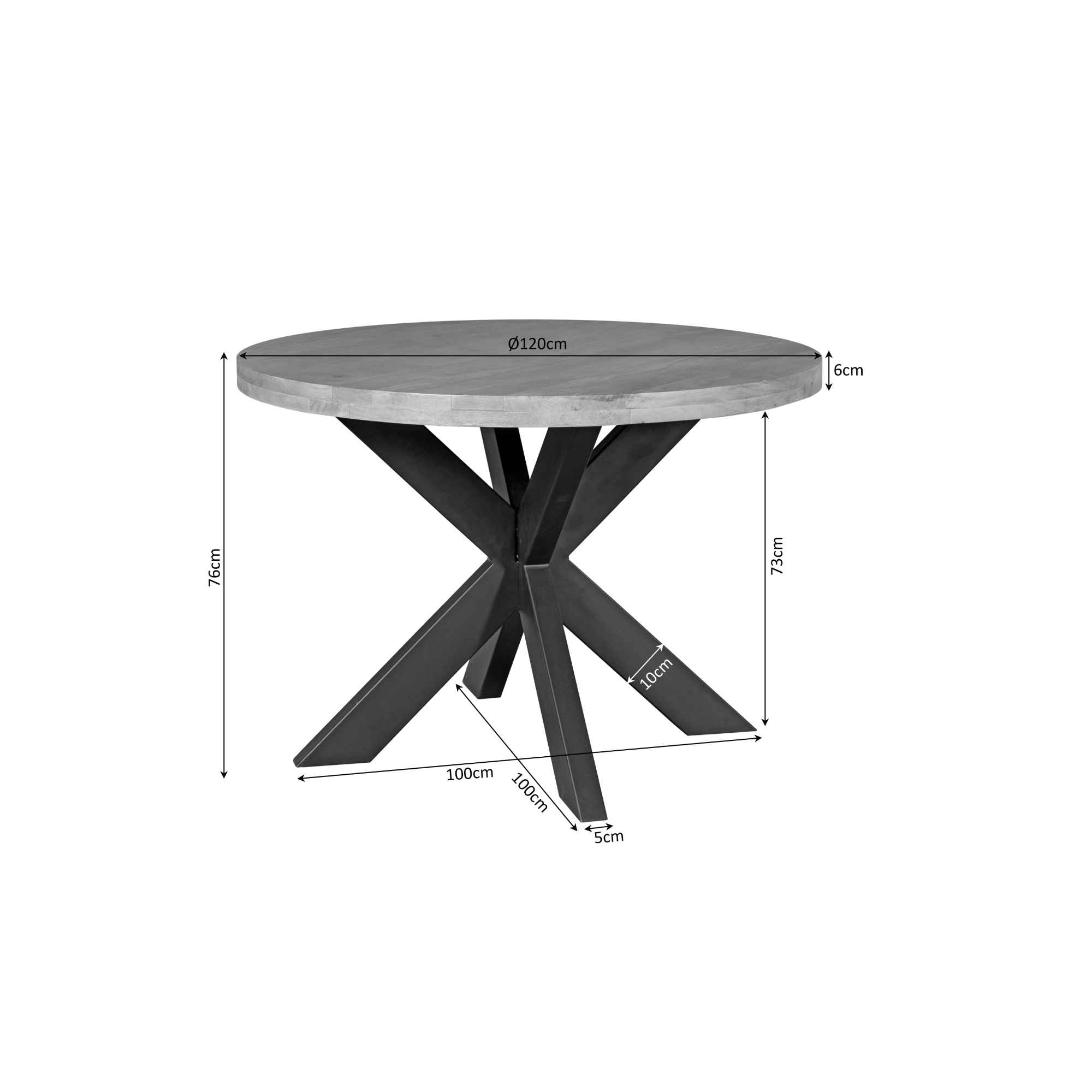 Table à manger ronde Denver en bois de manguier naturel – 120 cm – Image 5
