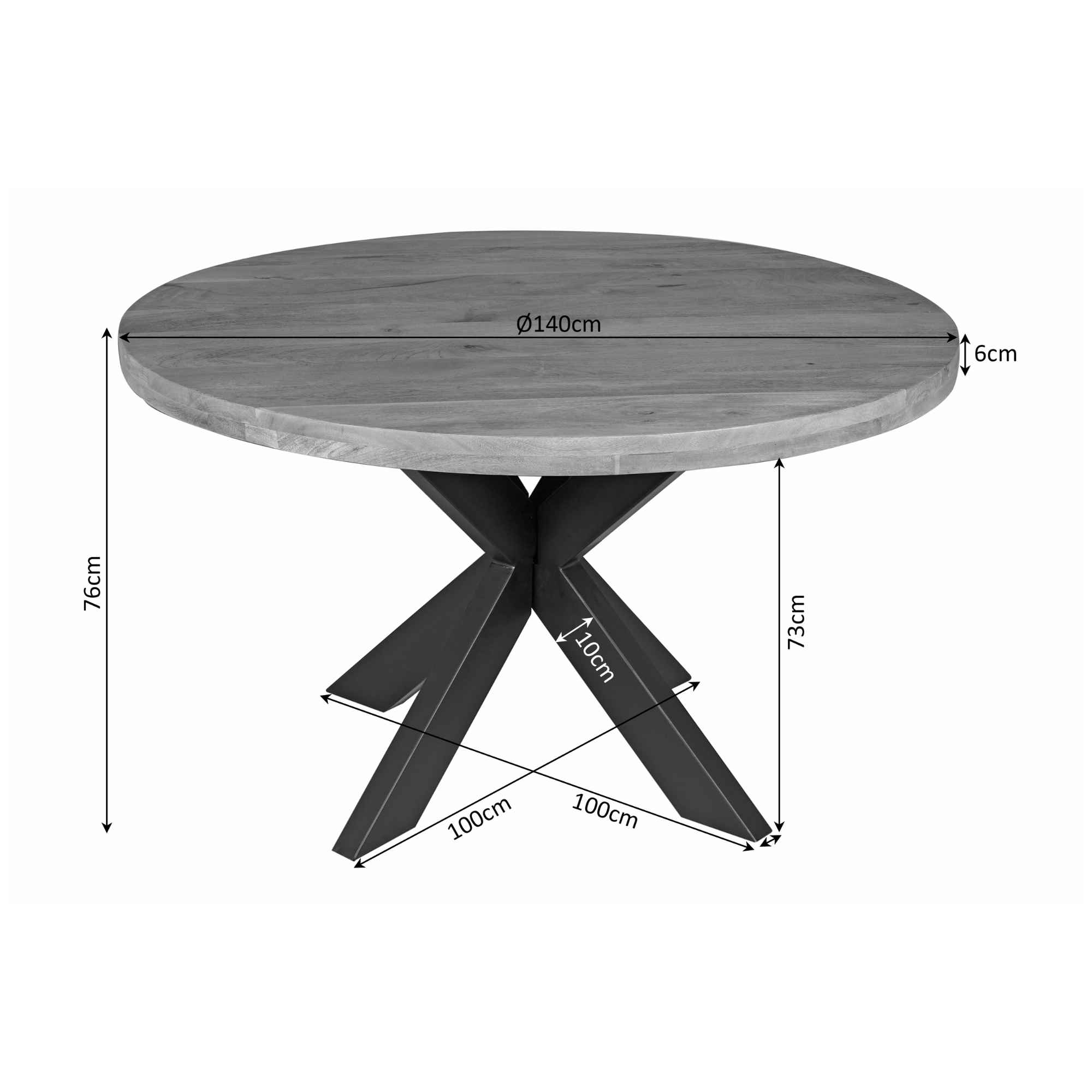 Table à manger ronde Denver en bois de manguier naturel – 140 cm – Image 7