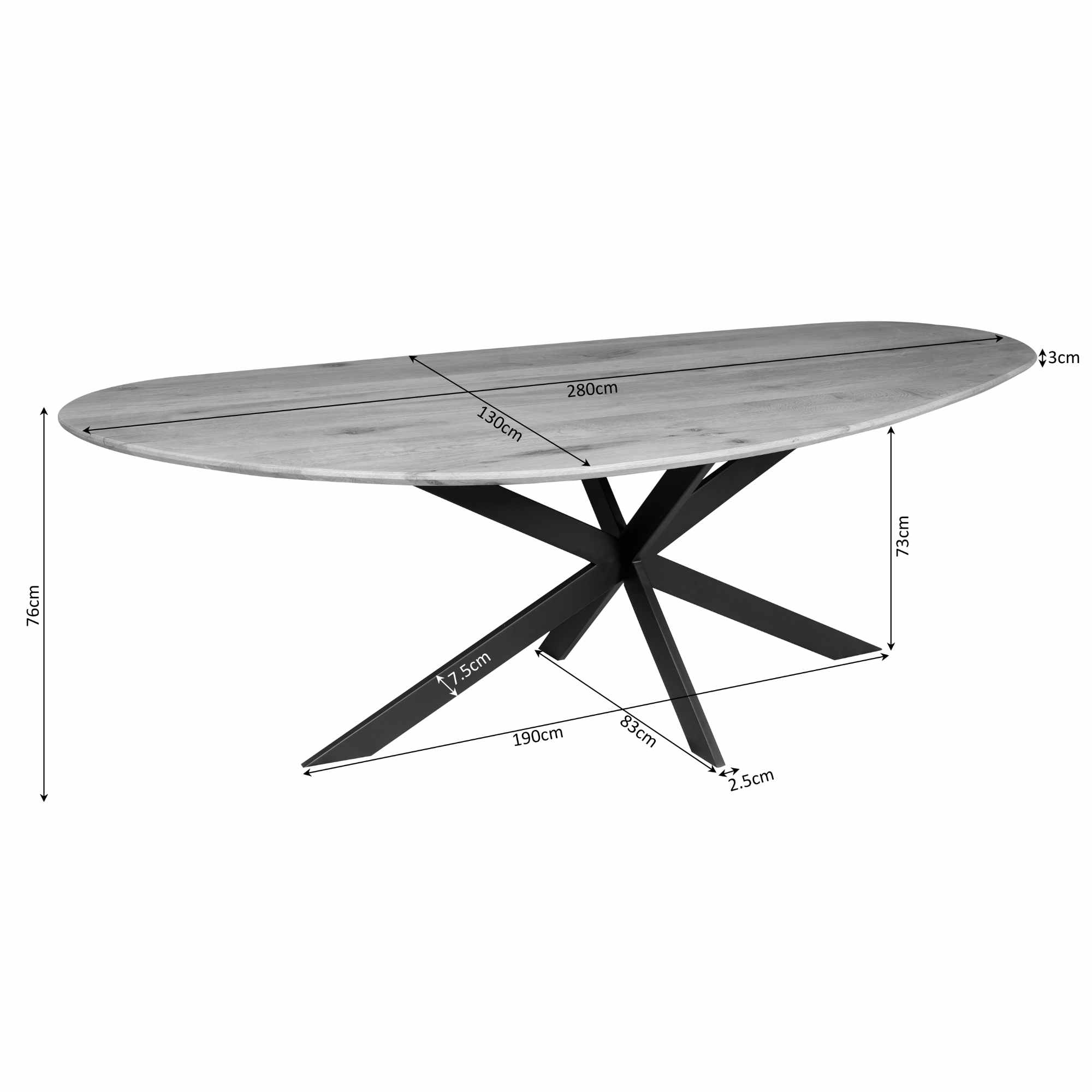 Table à manger organique Cloud en chêne noir – 240 cm – Image 10