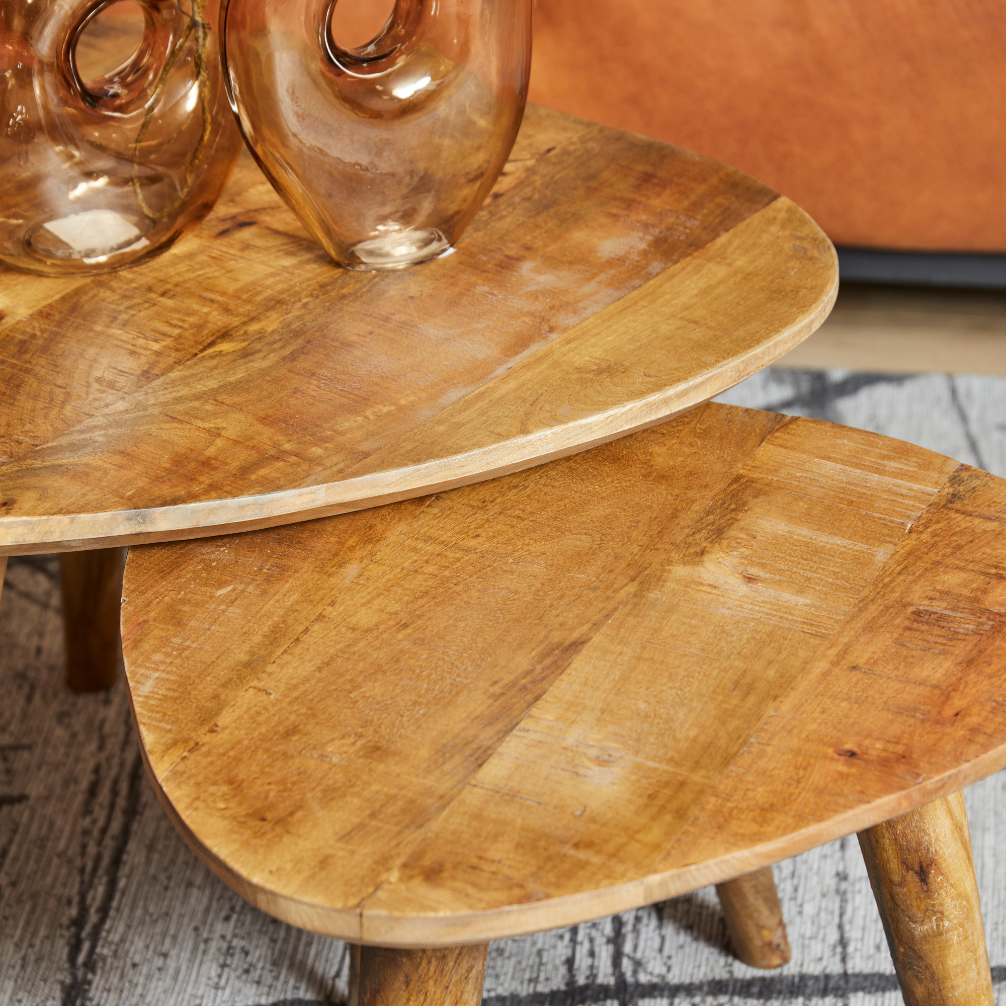 Set de tables basses Omaha en bois de manguier naturel – 60 cm – Image 3