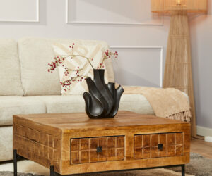 Alternative view of Table basse carrée Brandy en bois de manguier naturel – 80 cm