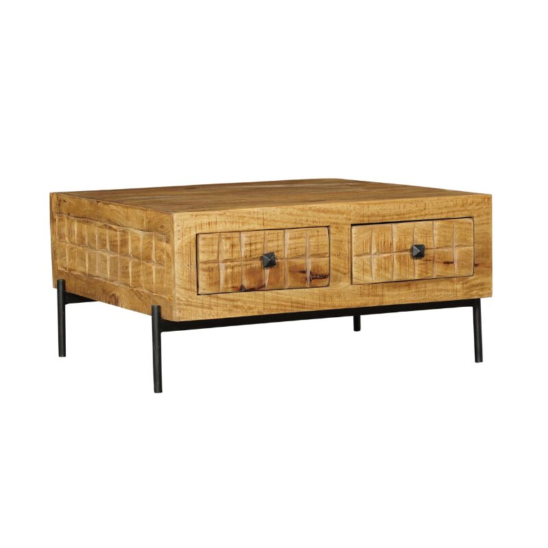 Table basse carrée Brandy en bois de manguier naturel – 80 cm – Image 6