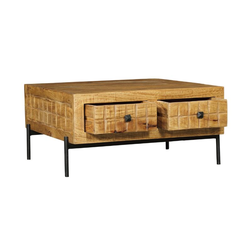 Table basse carrée Brandy en bois de manguier naturel – 80 cm – Image 7