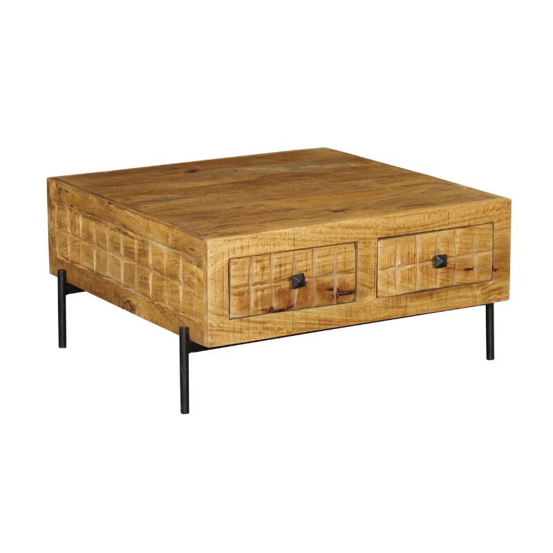 Table basse carrée Brandy en bois de manguier naturel – 80 cm – Image 5