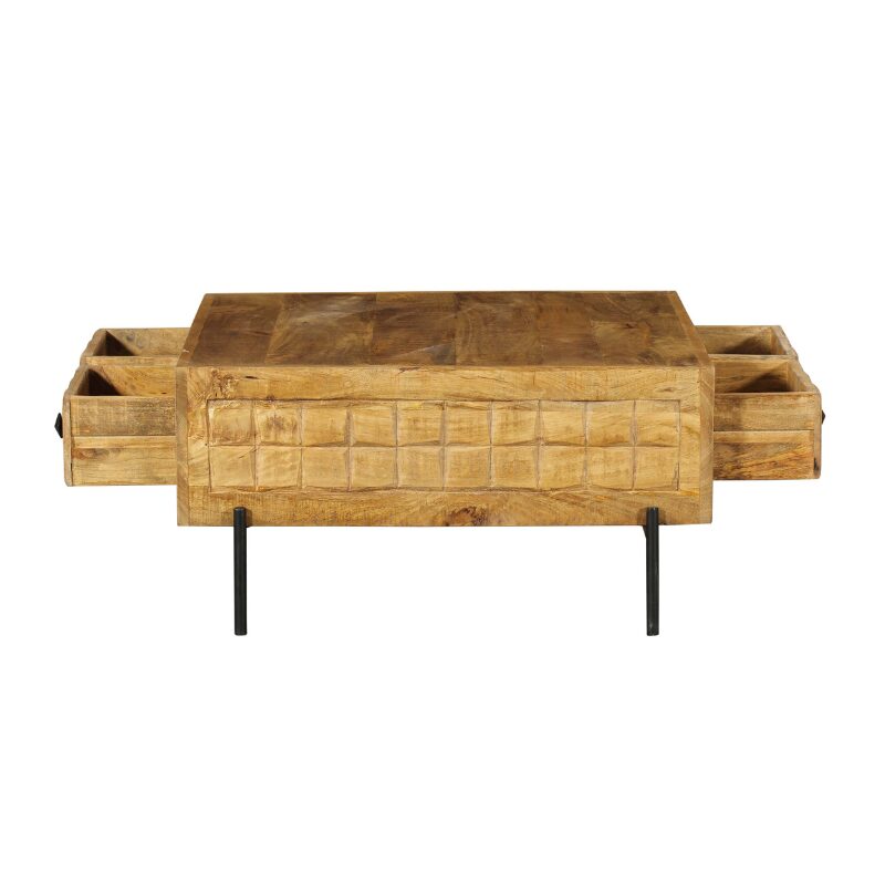 Table basse carrée Brandy en bois de manguier naturel – 80 cm – Image 8