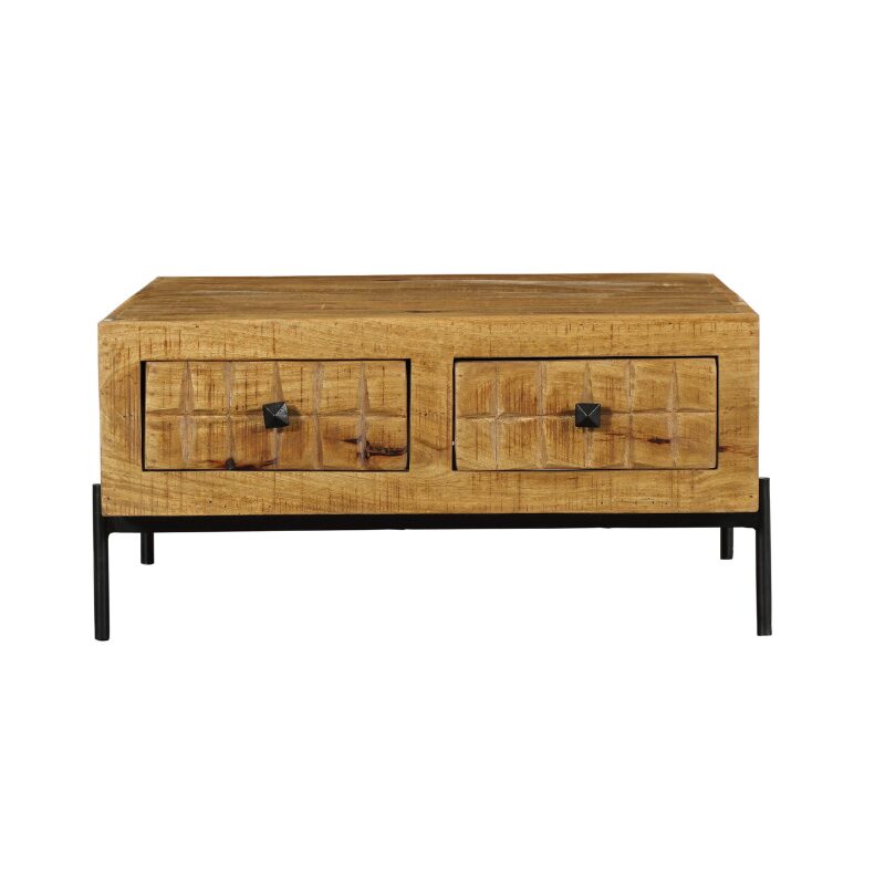 Table basse carrée Brandy en bois de manguier naturel – 80 cm – Image 4