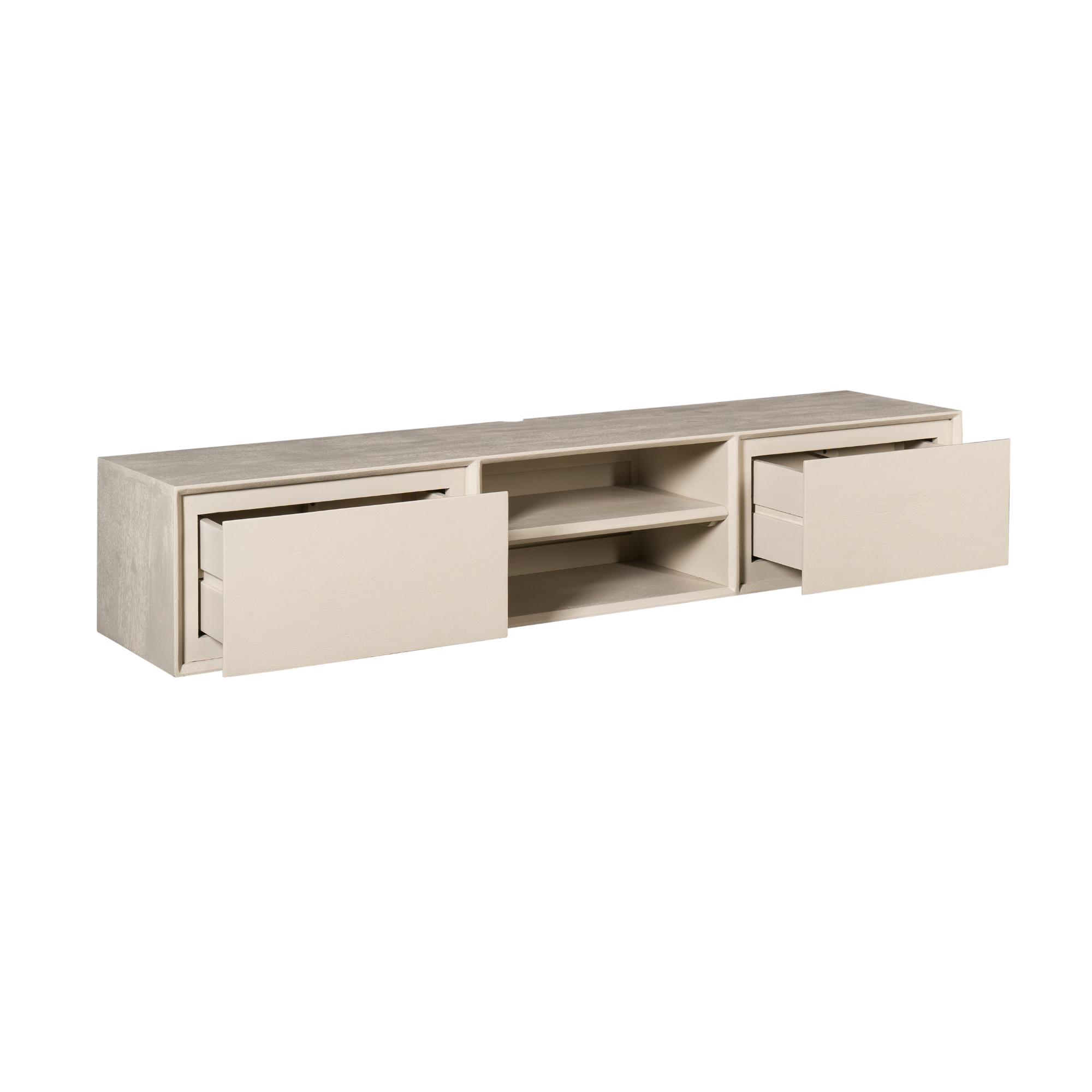 Meuble TV suspendu Ambiance en bois de manguier finition sable – 160 cm – Image 8