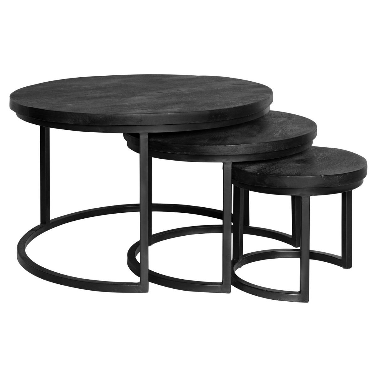 Set de tables basses Triole en bois de manguier noir – 70 cm – Image 3