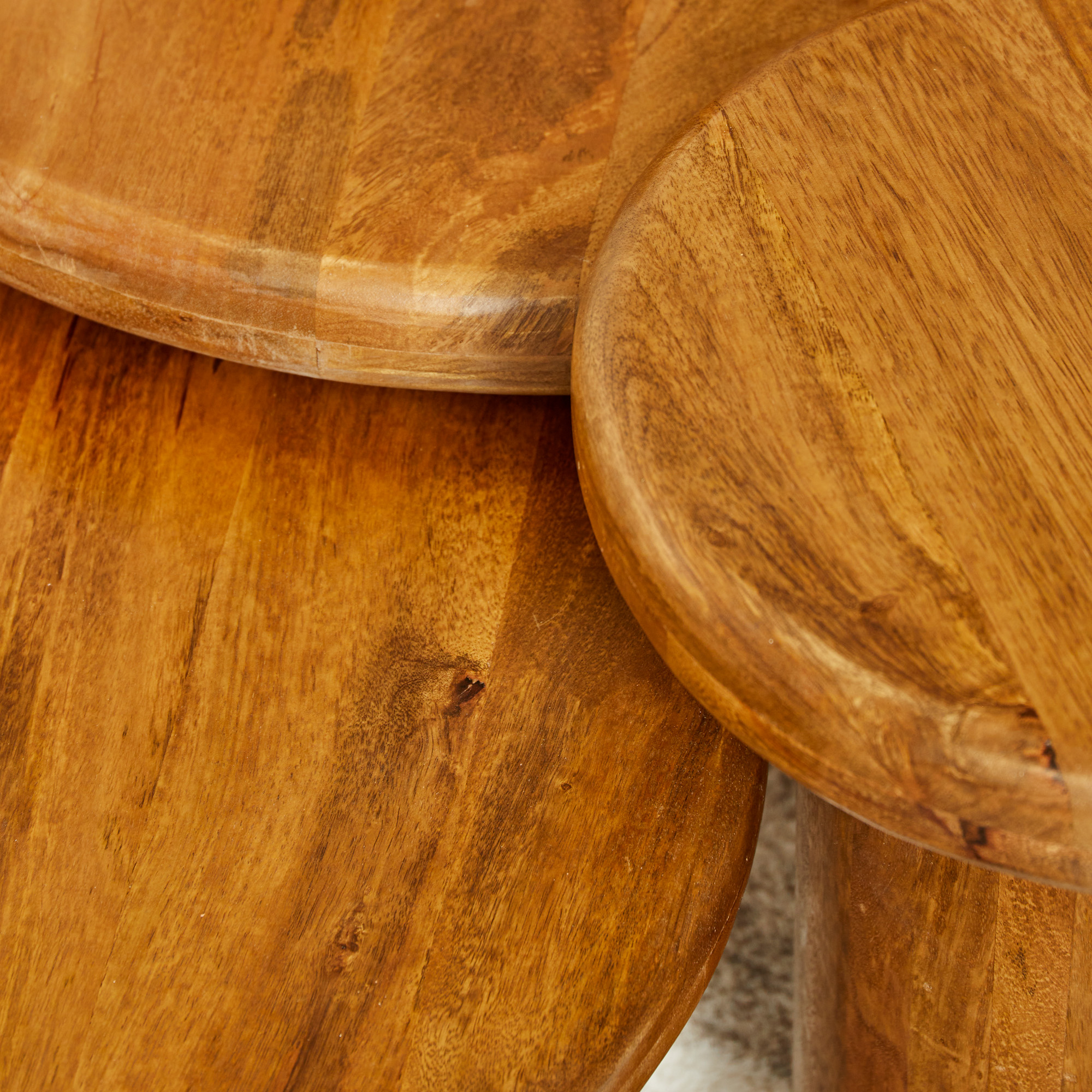 Set de tables basses Maya en bois de manguier naturel – 70 cm – Image 4
