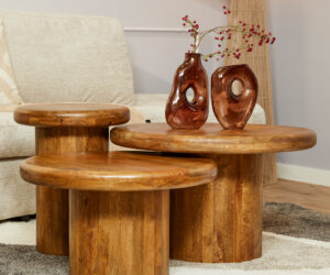 Set de tables basses Maya en bois de manguier naturel – 70 cm