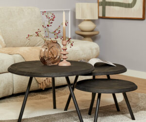 Set de tables basses Ohio en bois de manguier noir – 70 cm