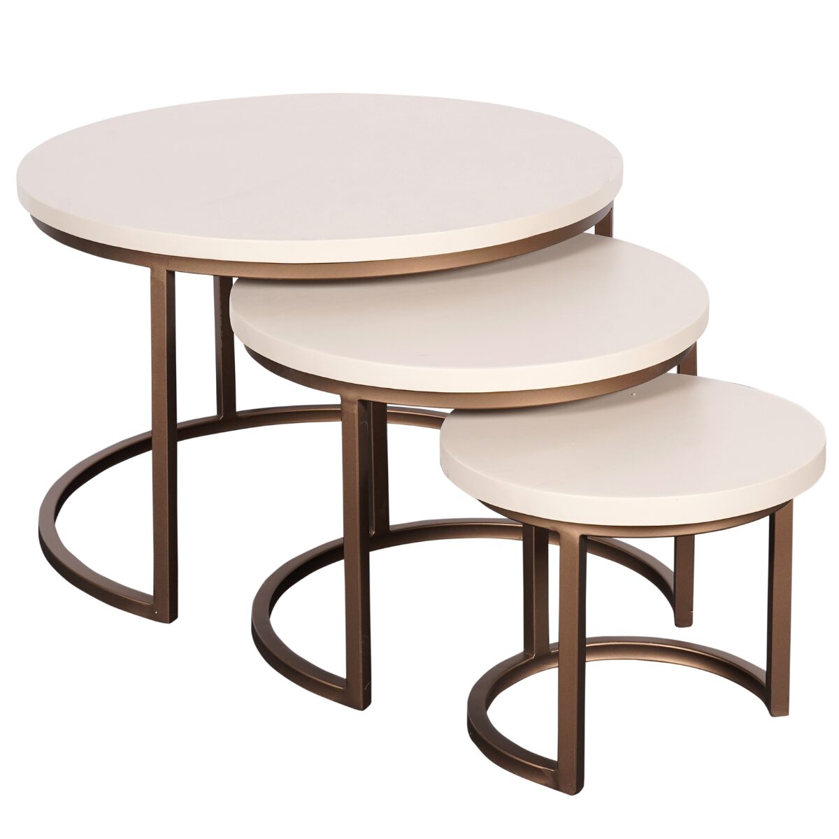 Set de tables basses Madison en bois de manguier finition sable – 70 cm – Image 5