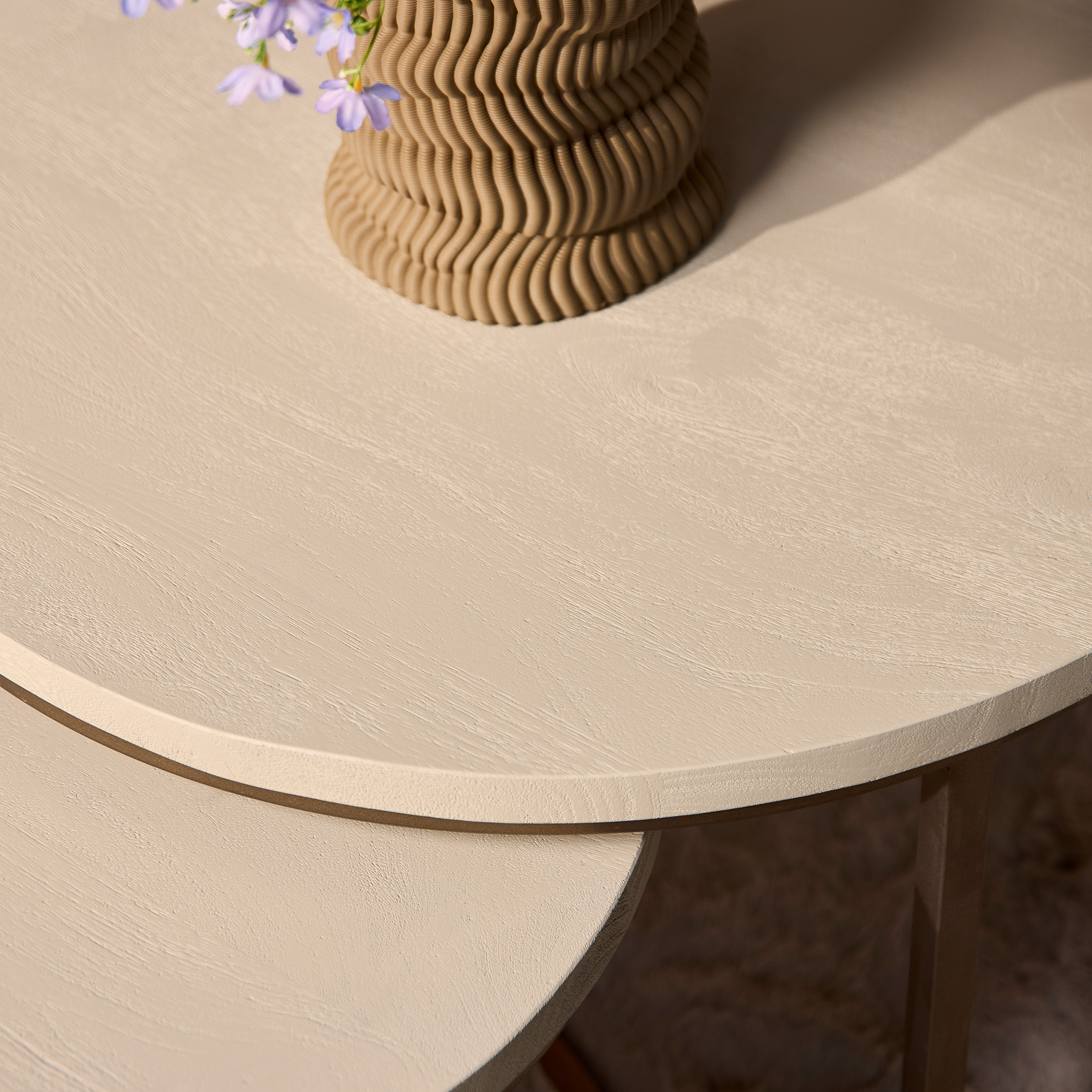 Set de tables basses Madison en bois de manguier finition sable – 70 cm – Image 4