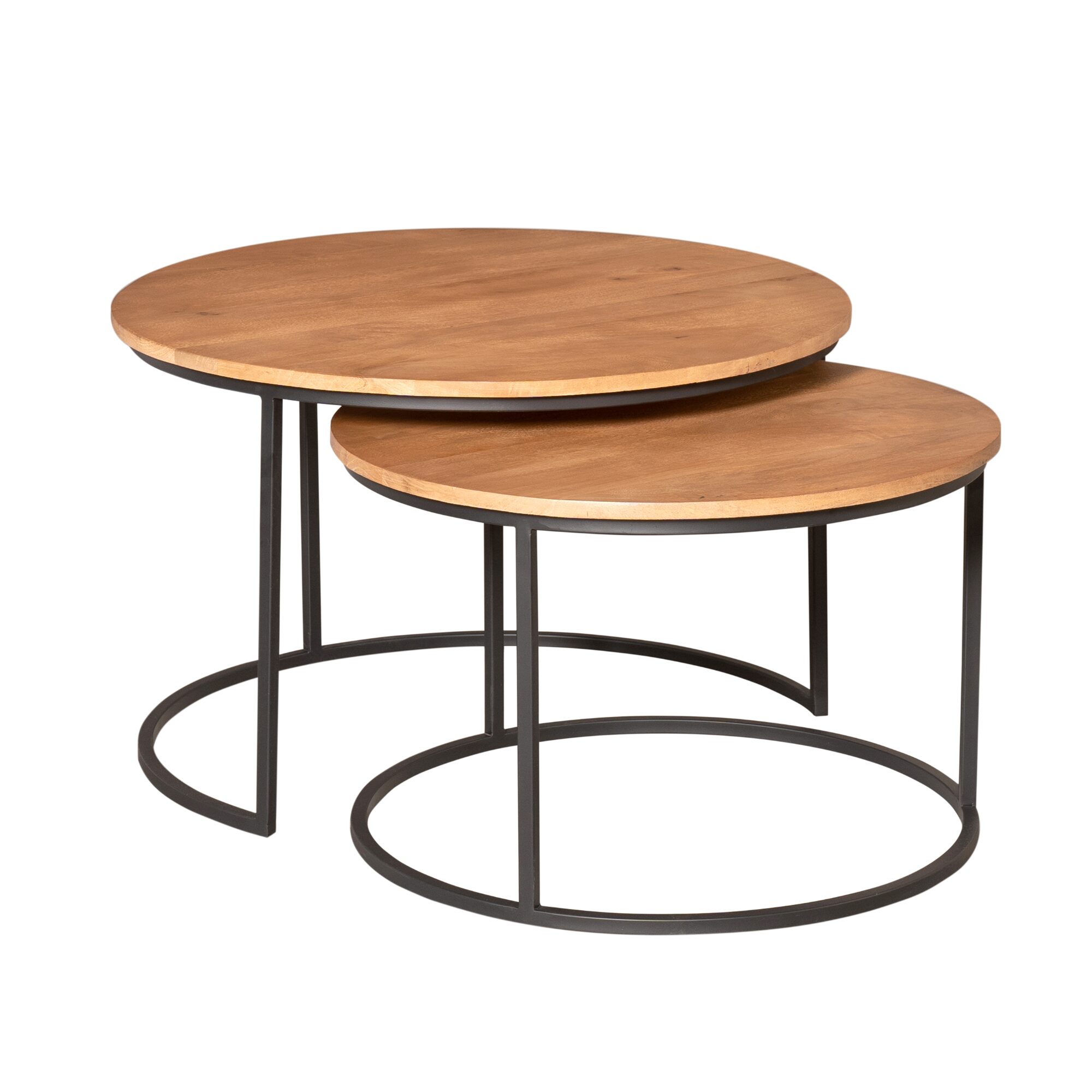 Set de tables basses Madison en bois de manguier naturel – 70 cm – Image 5