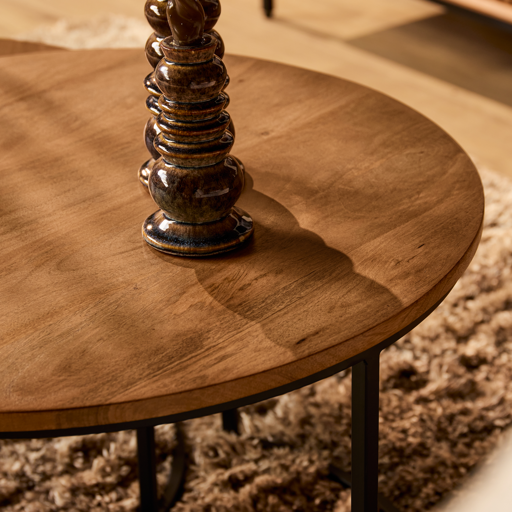 Set de tables basses Madison en bois de manguier naturel – 70 cm – Image 3