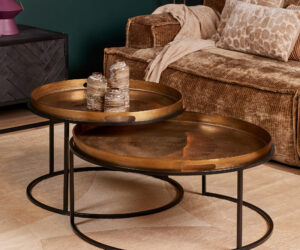 Set de tables basses Puck en aluminium doré – 78 cm