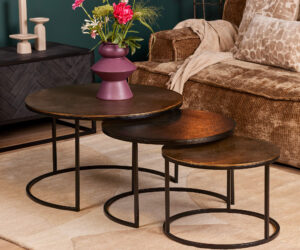 Set de tables basses Xaro en aluminium doré/noir – 75 cm