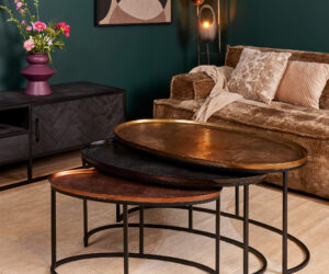 Set de tables basses Raley en aluminium bronze/noir – 100 cm