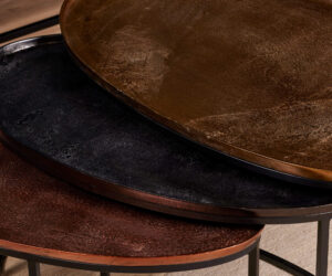 Alternative view of Set de tables basses Raley en aluminium bronze/noir – 100 cm