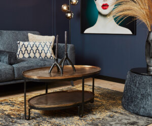 Table basse ovale Kate en aluminium doré – 100 cm