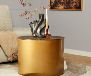 Table basse Fiore en aluminium doré – 60 cm