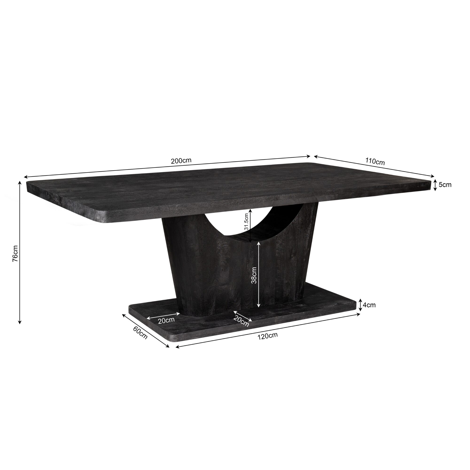 Table à manger Voco en bois de manguier noir – 200 cm – Image 5