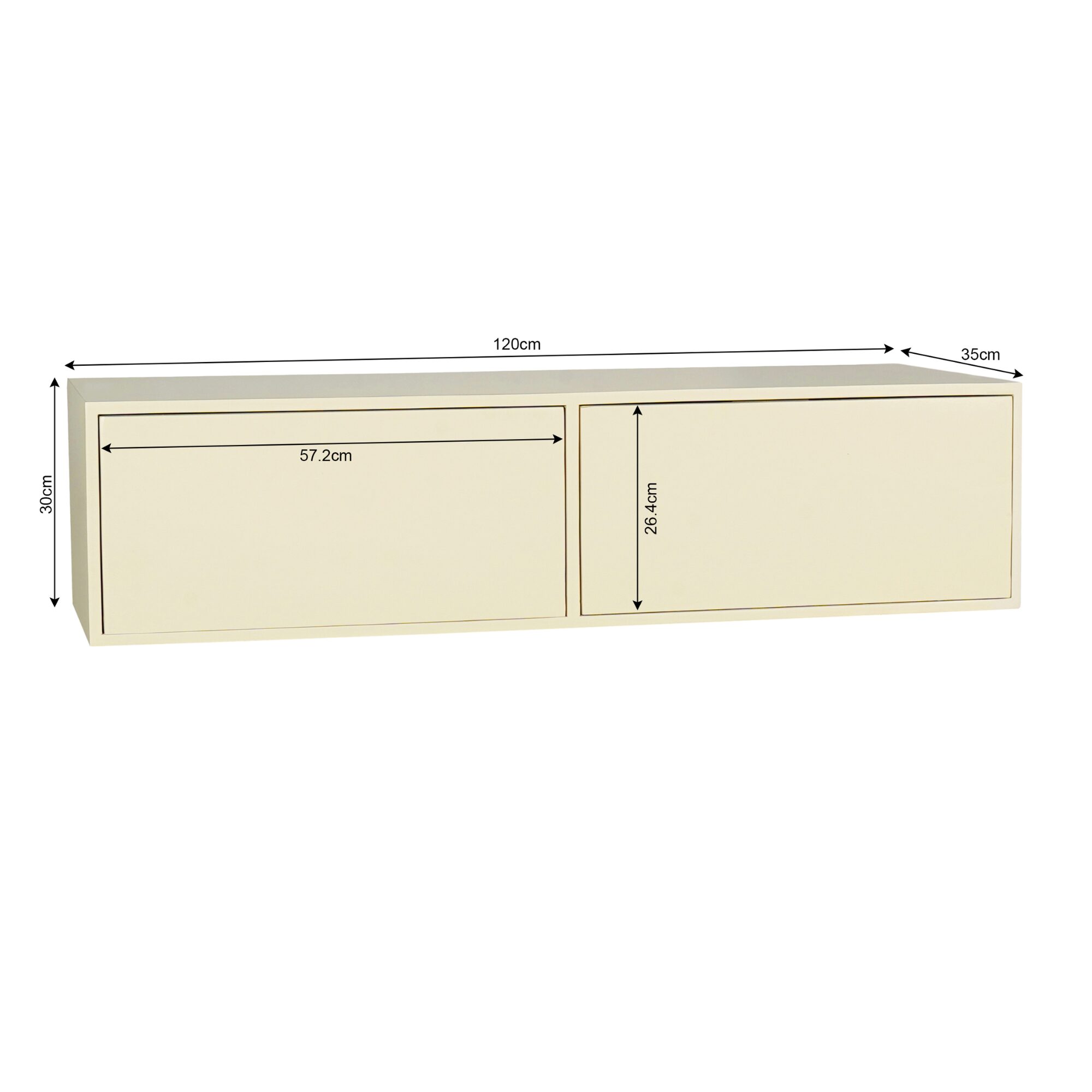 Meuble TV suspendu Vison en bois de manguier finition sable – 120 cm – Image 4