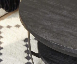 Alternative view of Table basse ronde Paras en bois de manguier noir – 70 cm