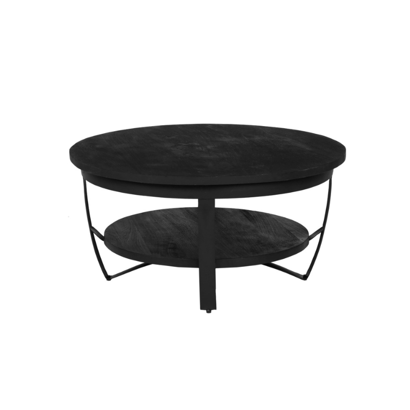 Table basse ronde Paras en bois de manguier noir – 70 cm – Image 3