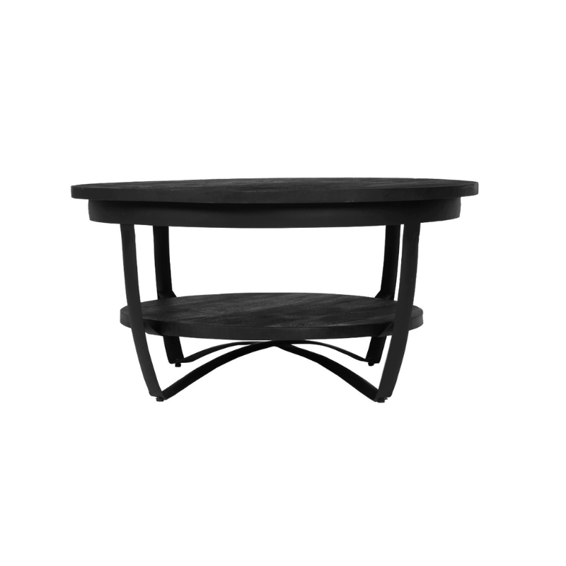 Table basse ronde Paras en bois de manguier noir – 70 cm – Image 4