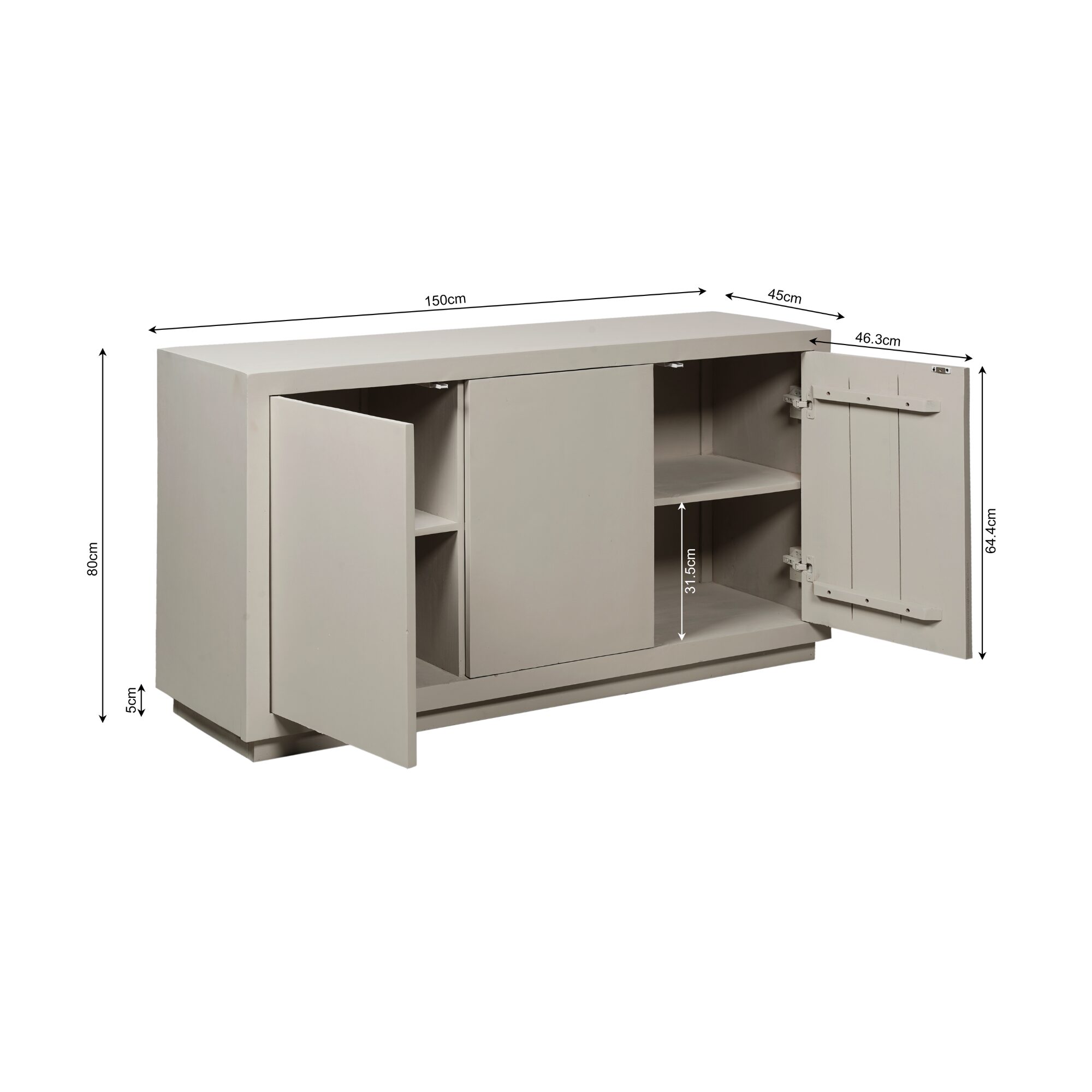 Buffet Brussel en bois de manguier finition sable – 150 cm – Image 10