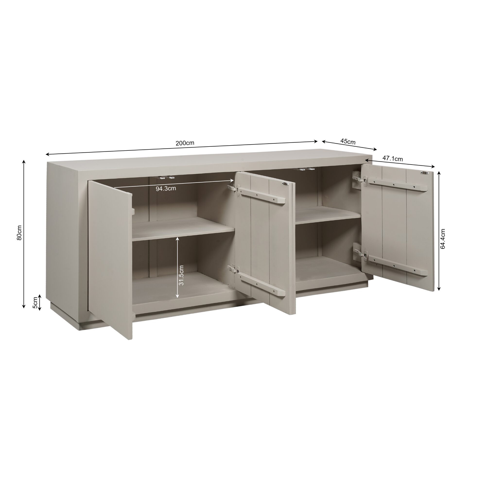 Buffet Brussel en bois de manguier finition sable – 200 cm – Image 15