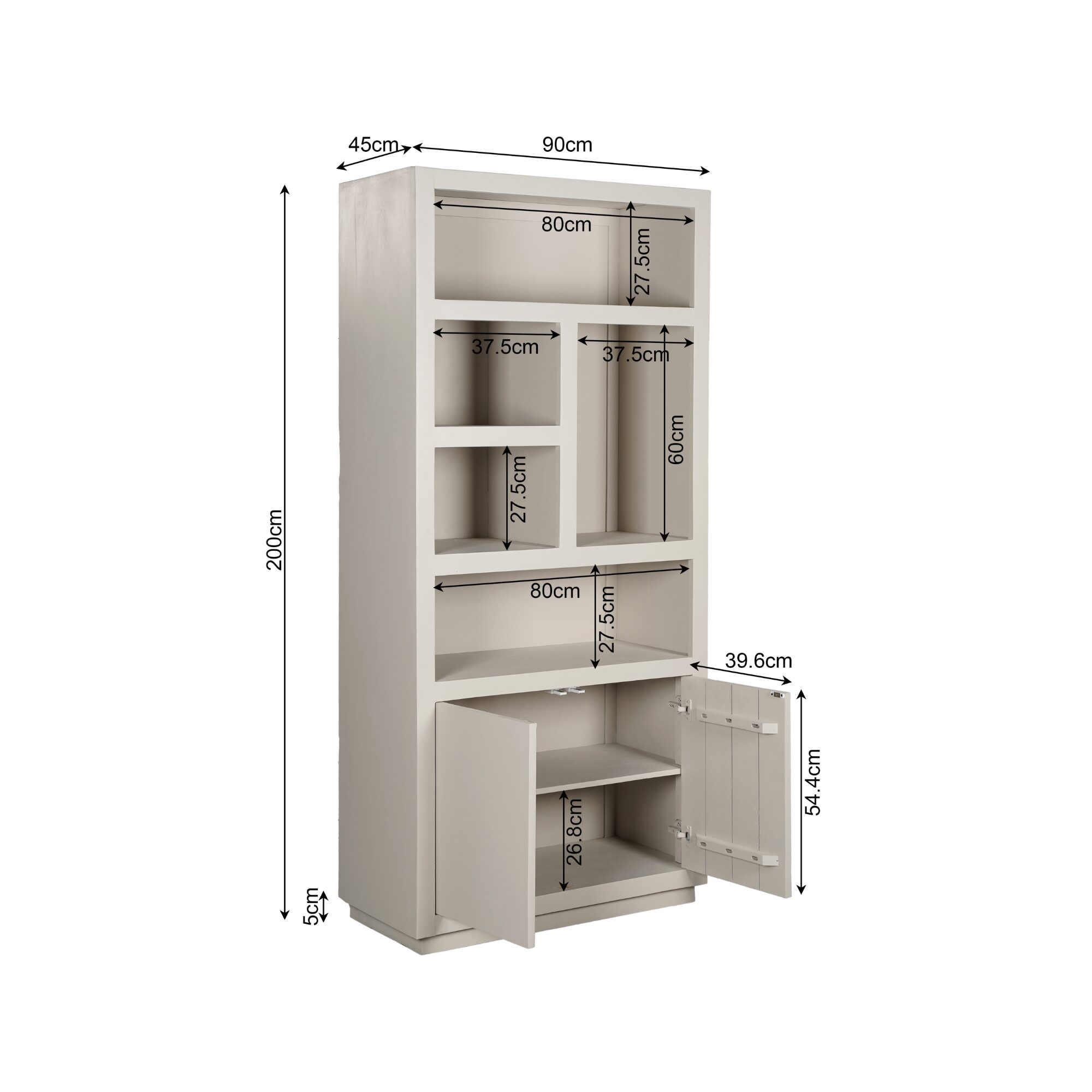 Bibliothèque à compartiments Brussel XL en bois de manguier finition sable – 90 cm – Image 9